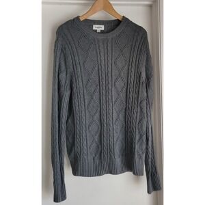 Goodfellow & Co Sweater M Cable Knit Gray Fisherman Coastal New England